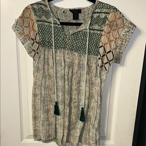 Bohemian Green, Gold, & Cream Women's Top